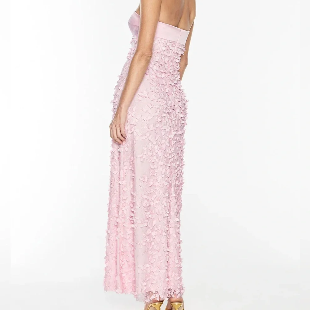 Manning Cartell Blush Pink Strapless Appliqué Gown - Picture 8 of 14